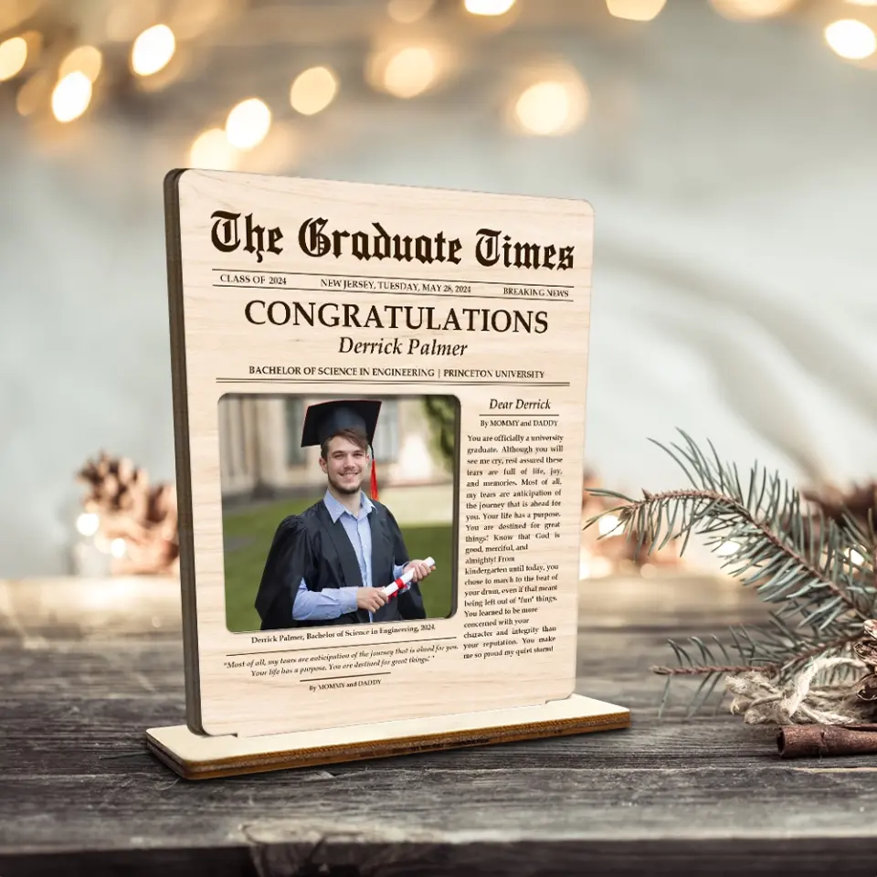 Breaking News Parody Graduate Wooden Plaque Graduation Gifts for Son Daughter Friends - Image 6