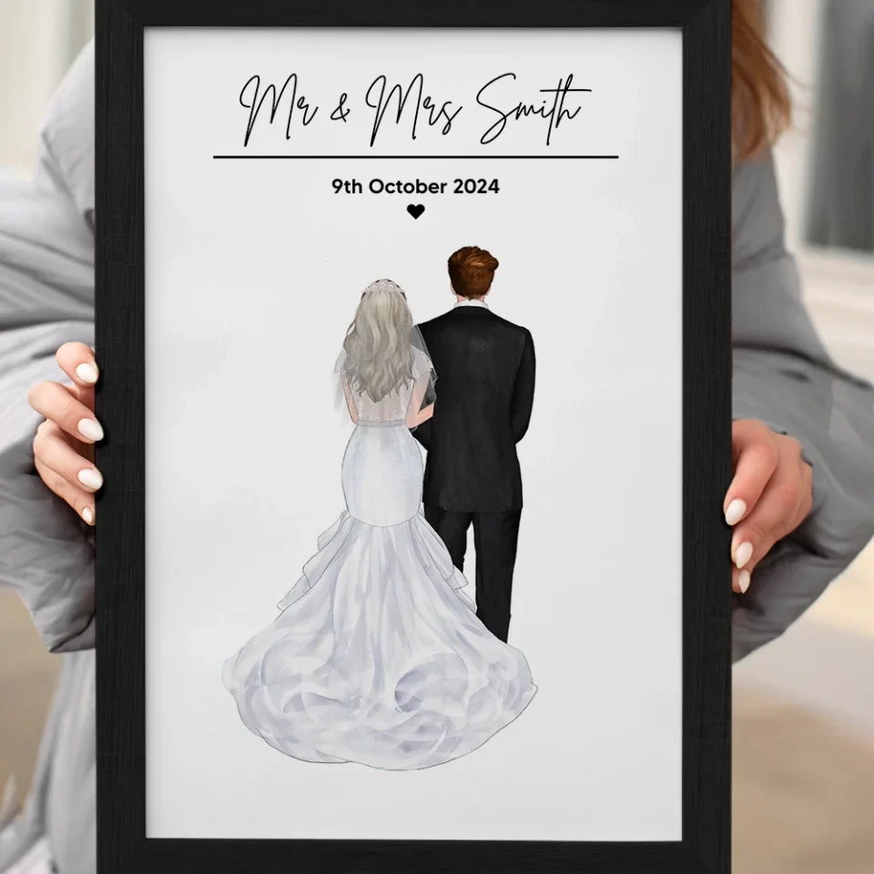 Bride and Groom Mr. and Mrs - Wedding Gifts For Couple - Personalized Canvas Poster - Image 13