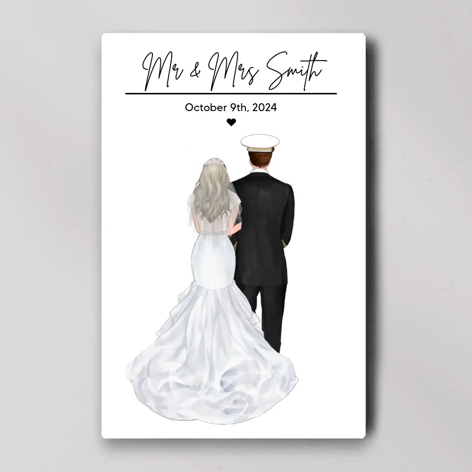 Bride and Groom Mr. and Mrs - Wedding Gifts For Couple - Personalized Canvas Poster - Image 2
