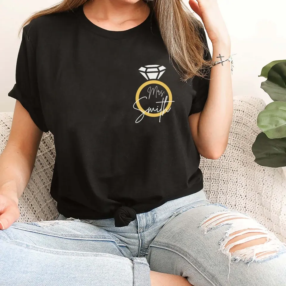 Bride To Be Engagement Ring Future Mrs Custom Tshirt Engagement Gift For Her - Image 4