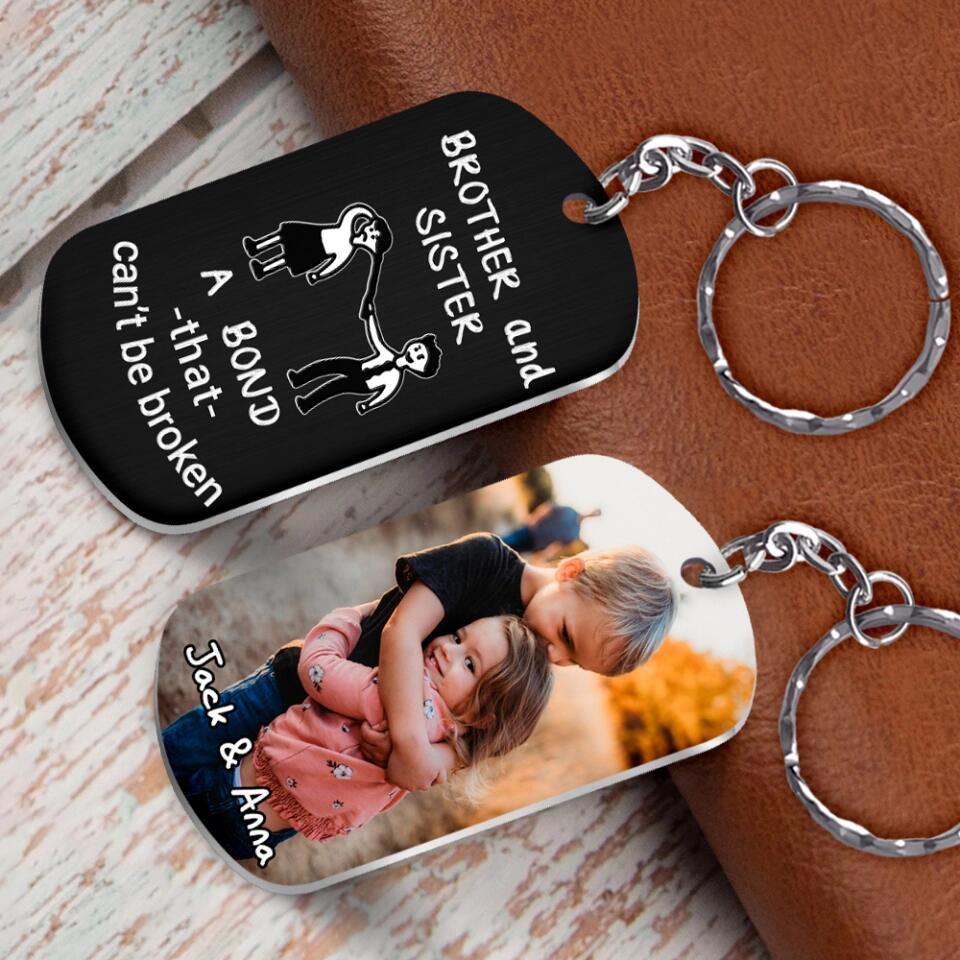 Brother And Sister A Bond That Can't Be Broken Personalized Keychain - Image 5