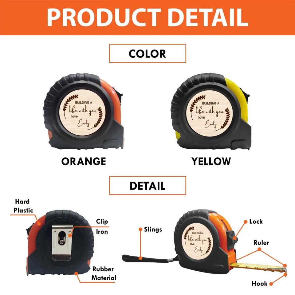 Building a Life with You Anniversary Gift  for Him Tape Measure 3 Styles Quotes - Image 5