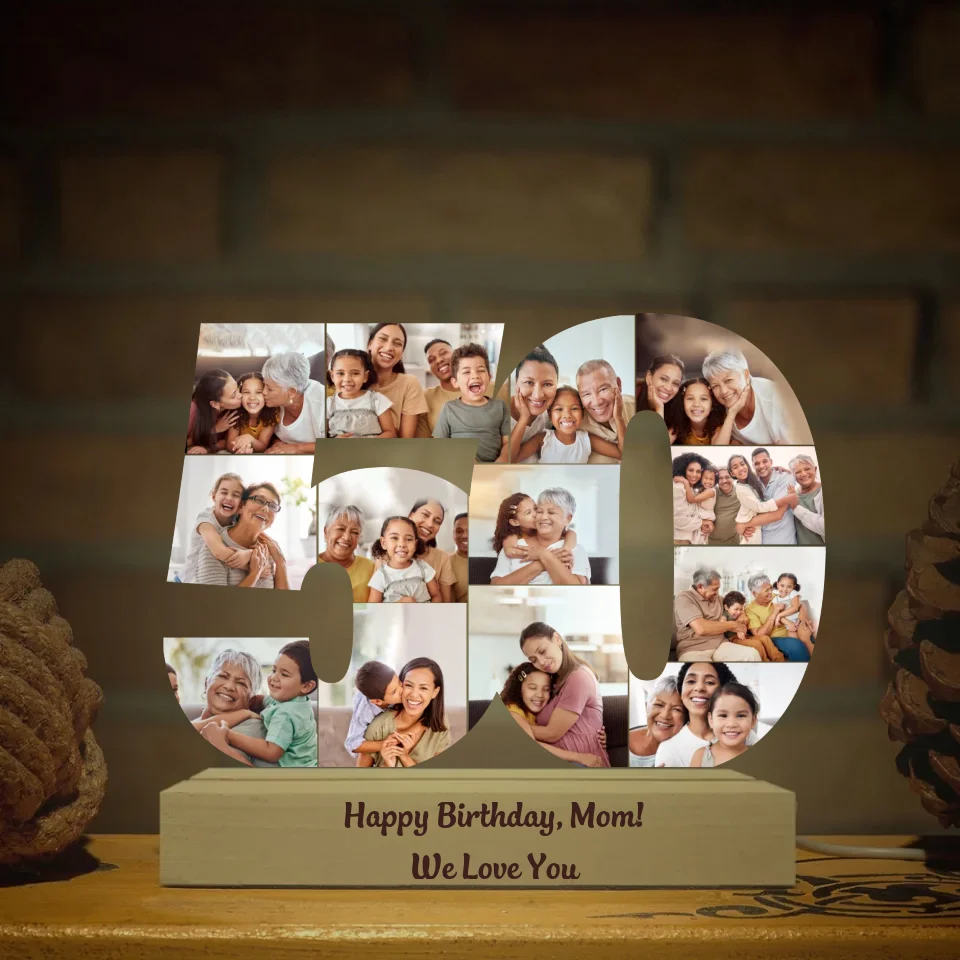 Celebrate 50th Birthday - 50 Years Old Lamp - 50 Number Shaped Night Light - Best Gift for Mom, Dad, Grandpa, Grandma - Image 2