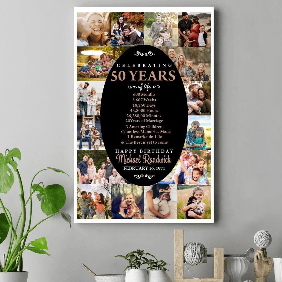 Celebrating 50 Years And Happy Birthday Custom Canvas Poster Birthday Gift For Couples - Image 4