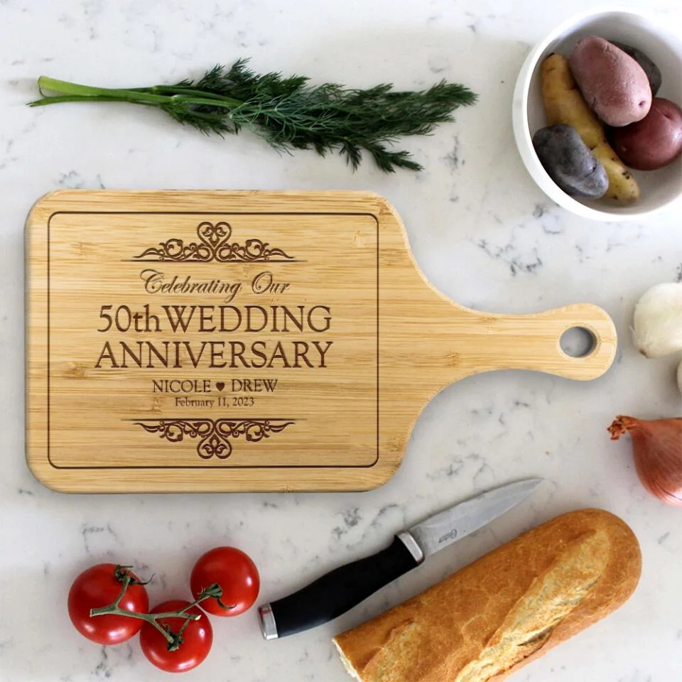 Celebrating Our 50th Wedding Anniversary - Personlized Wood Cutting Board - 50 Years Anniversary Gift - Image 3