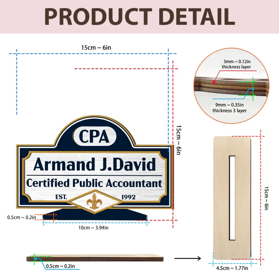 Certified Public Accountant Personalized Wooden Plaque - Image 3
