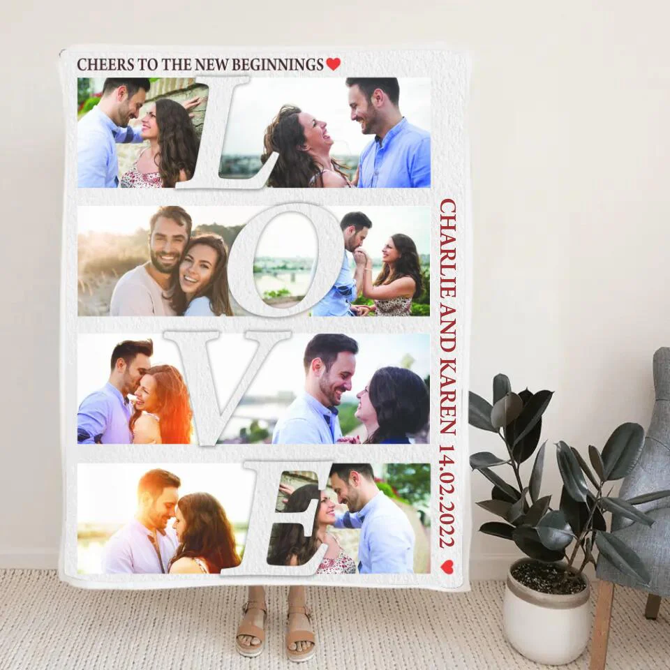 Cheers To The New Beginnings - Personalized Blanket Customizable Photos - Best Gifts For Couple Him Her Parents ON Christmas Anniversary Valentine Birthday - 210IHPUNBL390 - Image 3