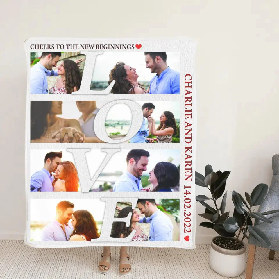 Cheers To The New Beginnings - Personalized Blanket Customizable Photos - Best Gifts For Couple Him Her Parents ON Christmas Anniversary Valentine Birthday - 210IHPUNBL390 - Image 4