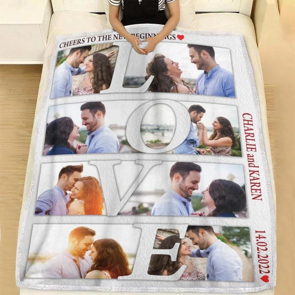 Cheers To The New Beginnings - Personalized Blanket Customizable Photos - Best Gifts For Couple Him Her Parents ON Christmas Anniversary Valentine Birthday - 210IHPUNBL390 - Image 5