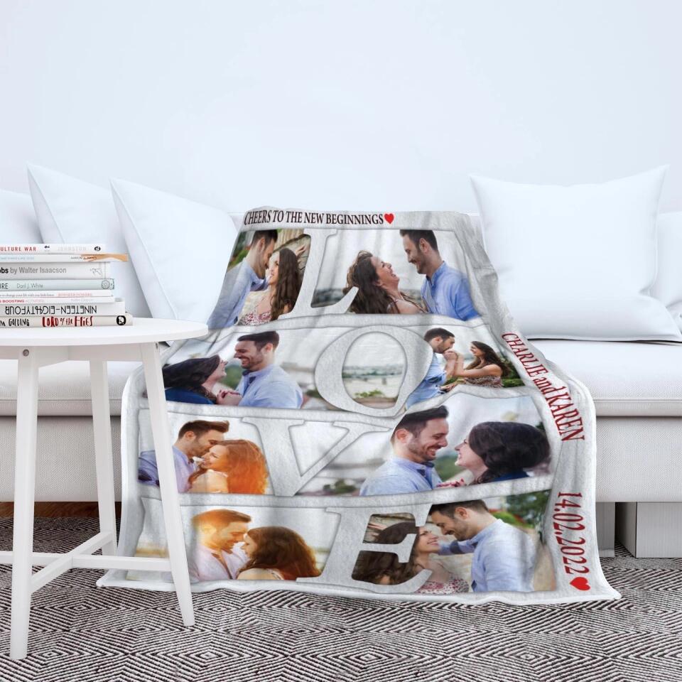 Cheers To The New Beginnings - Personalized Blanket Customizable Photos - Best Gifts For Couple Him Her Parents ON Christmas Anniversary Valentine Birthday - 210IHPUNBL390 - Image 6
