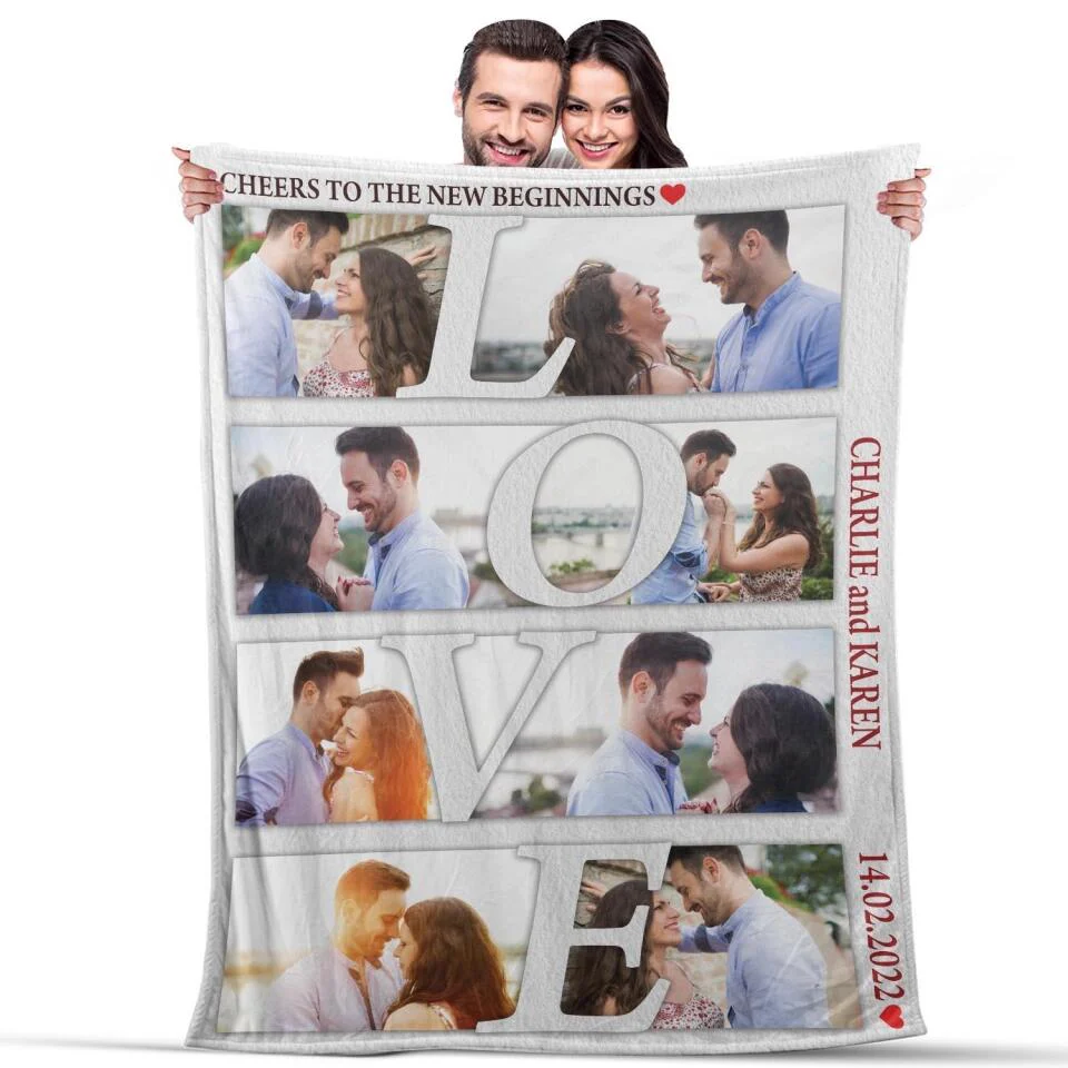 Cheers To The New Beginnings - Personalized Blanket Customizable Photos - Best Gifts For Couple Him Her Parents ON Christmas Anniversary Valentine Birthday - 210IHPUNBL390 - Image 7