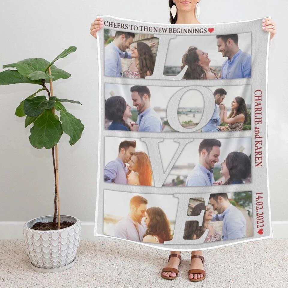 Cheers To The New Beginnings - Personalized Blanket Customizable Photos - Best Gifts For Couple Him Her Parents ON Christmas Anniversary Valentine Birthday - 210IHPUNBL390 - Image 8