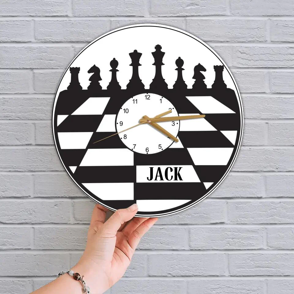 CHESS BOARD - Personalized Wall Clock with Name - Wall Hanging Decor - Gift for Chess Lovers - Image 3