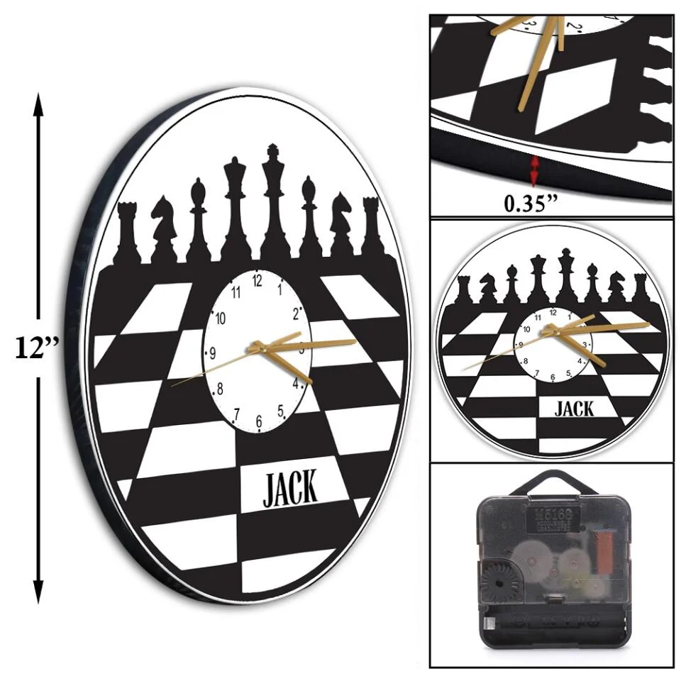 CHESS BOARD - Personalized Wall Clock with Name - Wall Hanging Decor - Gift for Chess Lovers - Image 5