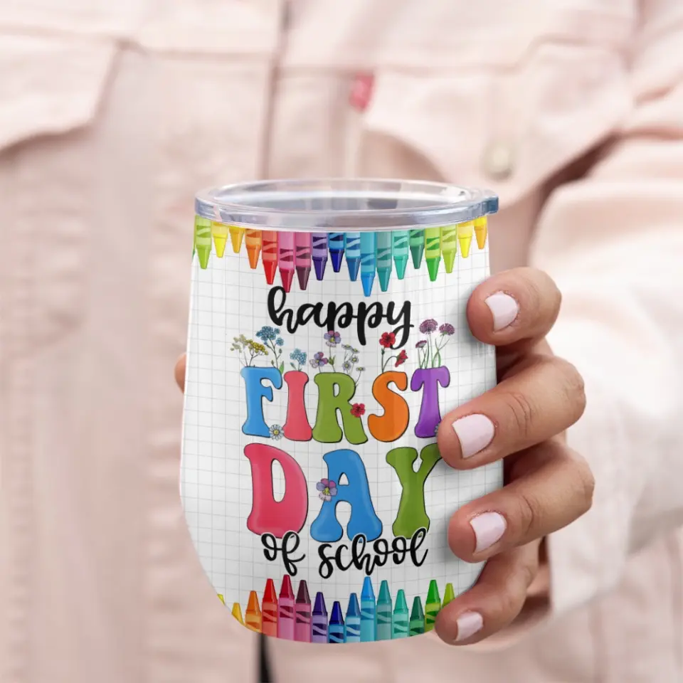 Childrens Mugs with Names - Handprints - Personalized Wine Tumbler - First Day of Kindergarten Gift for Kids - Image 5