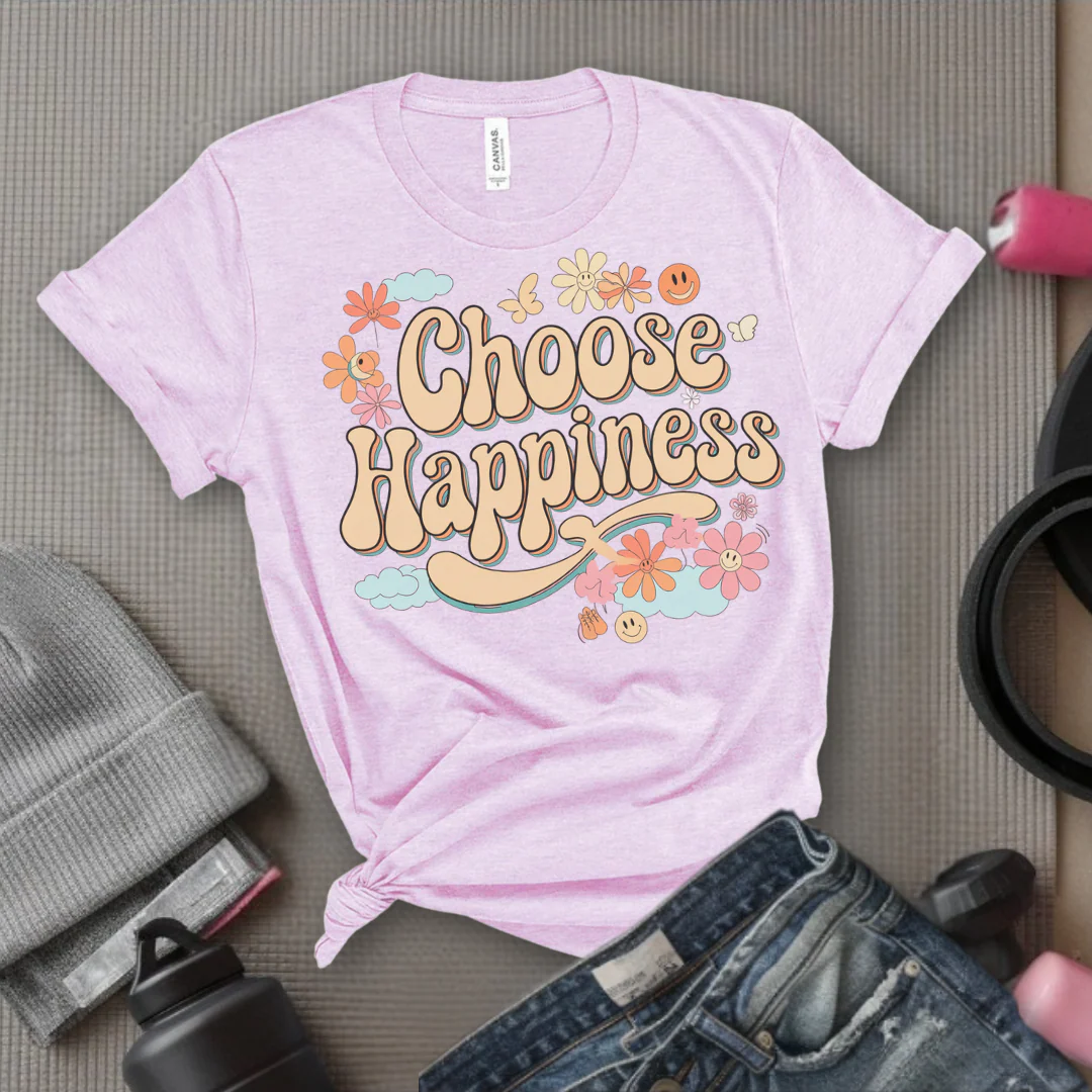 Choose Happiness - Y2K Groovy Style - Unisex Jersey Short Sleeve Shirt - Self Gift for Woman - Bella Canvas 3001 - Image 10