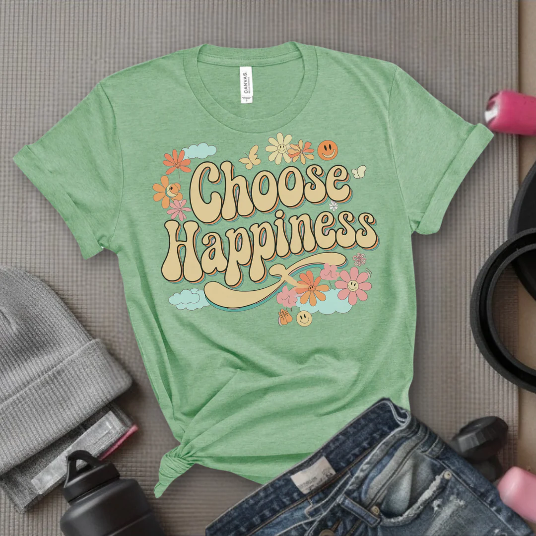 Choose Happiness - Y2K Groovy Style - Unisex Jersey Short Sleeve Shirt - Self Gift for Woman - Bella Canvas 3001 - Image 11