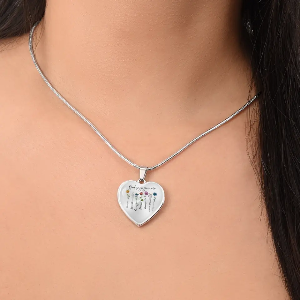 Christian Birthday Gift for Girls Women God Says You Are Flowers Heart Luxury Necklace Engraved Name - Image 5