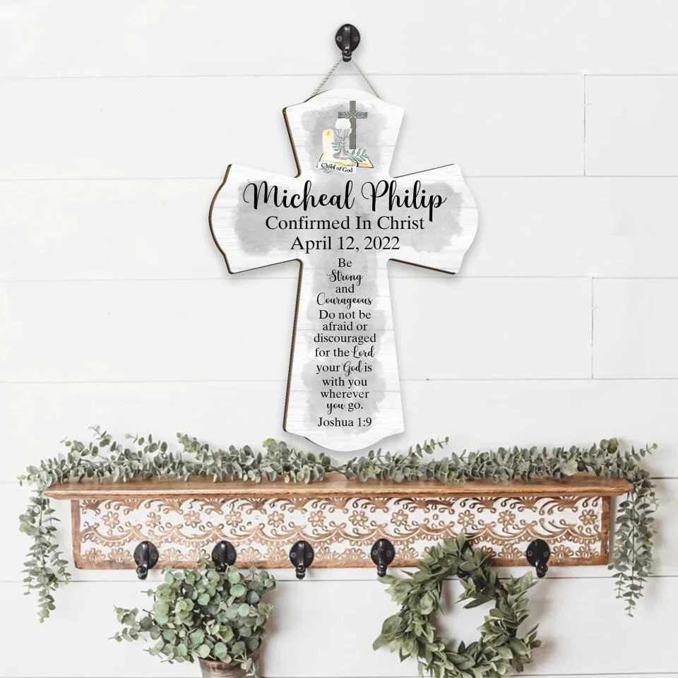 Christian Cross Shape Wooden Sign - Catholic Confirmation Gifts for Boys Girls - Image 3