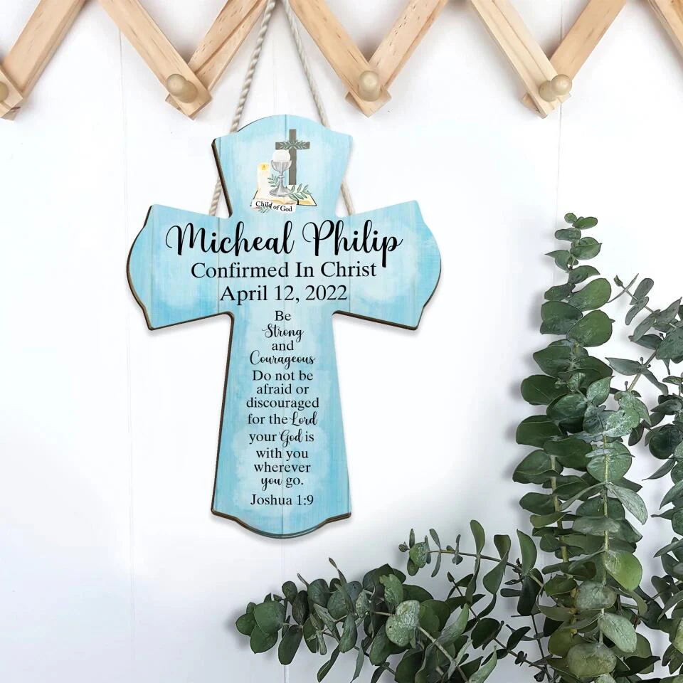 Christian Cross Shape Wooden Sign - Catholic Confirmation Gifts for Boys Girls - Image 6