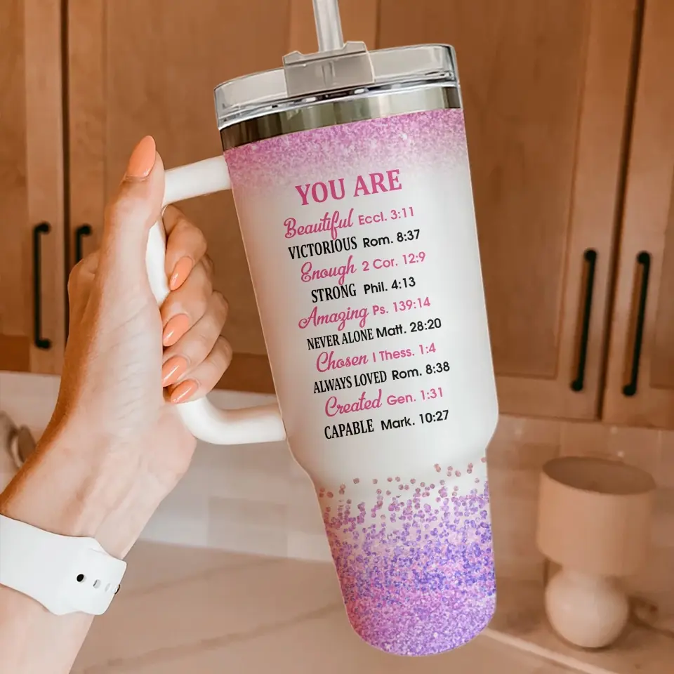 Christian Gift for Women Bible Verse Personalized Photo & Name 40oz Tumbler - Image 4