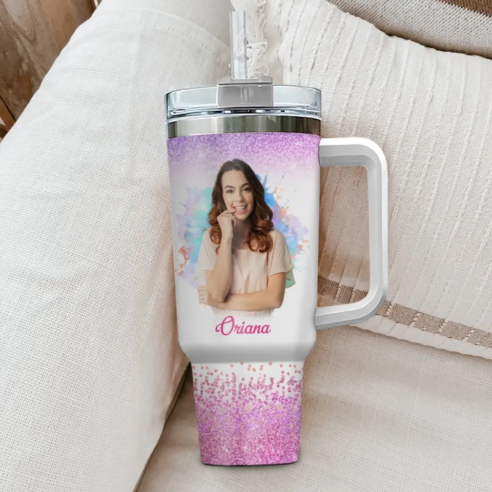 Christian Gift for Women Bible Verse Personalized Photo & Name 40oz Tumbler - Image 5