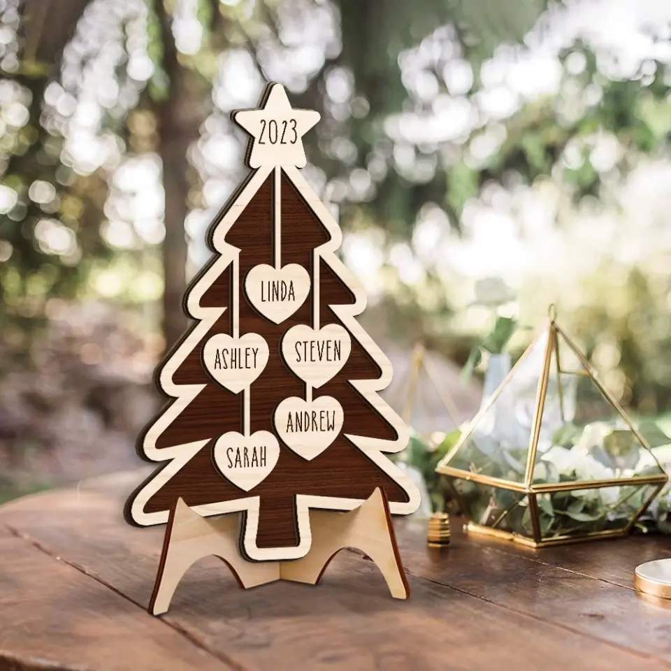 Christmas Tree With Family Member Names - Housewarming Gifts - Custom Wooden Art Piece - Christmas Gift - Image 5