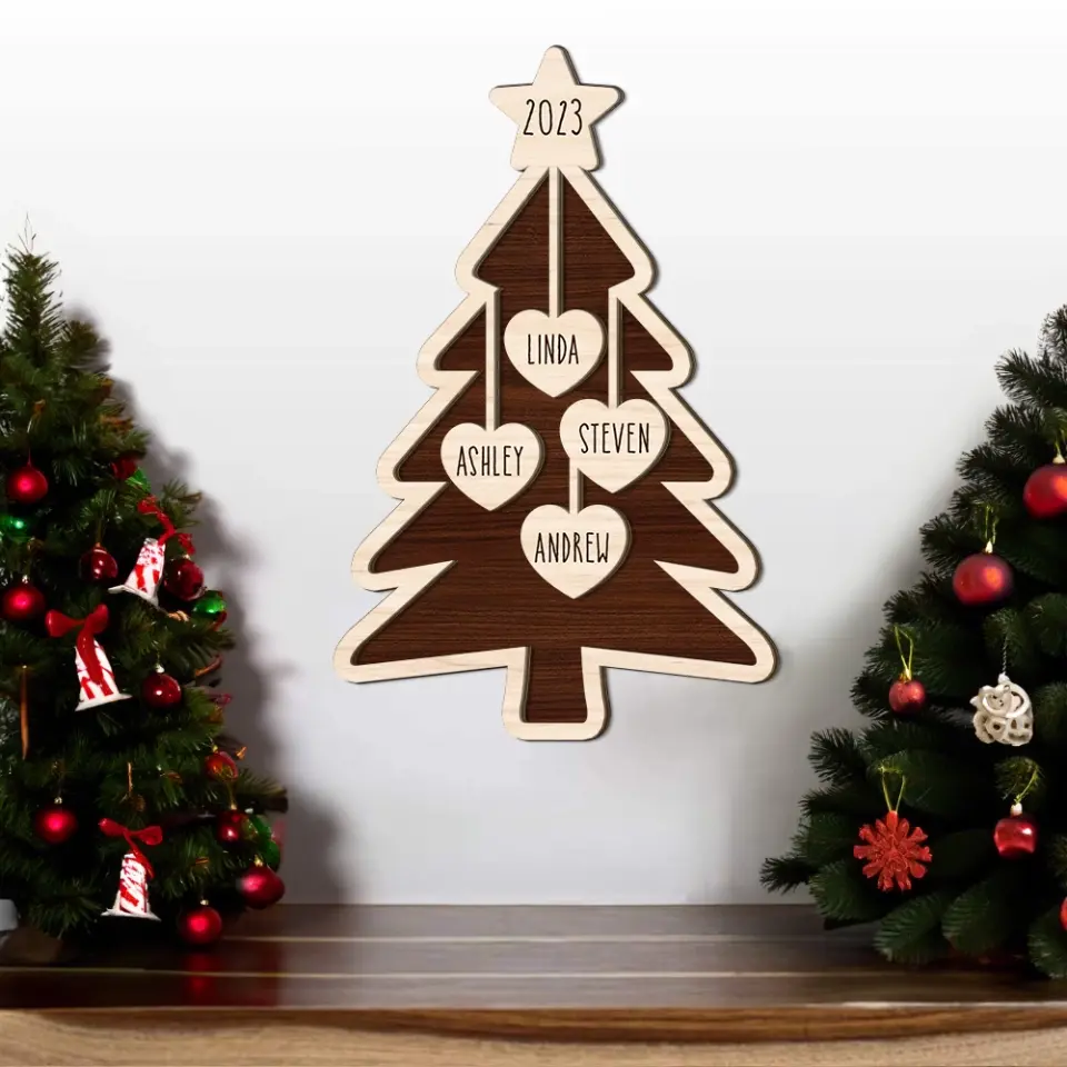 Christmas Tree With Family Member Names - Housewarming Gifts - Custom Wooden Art Piece - Christmas Gift - Image 6