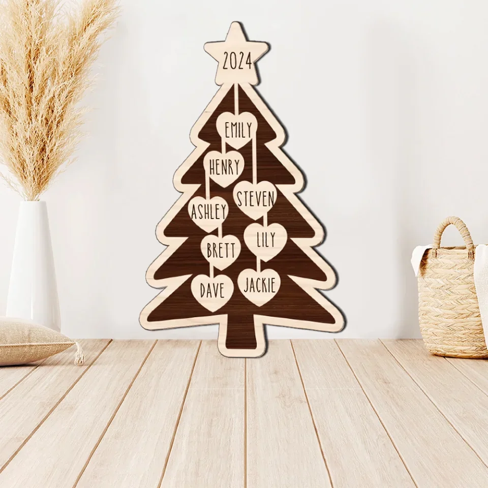Christmas Tree With Family Member Names - Housewarming Gifts - Custom Wooden Art Piece - Christmas Gift - Image 7