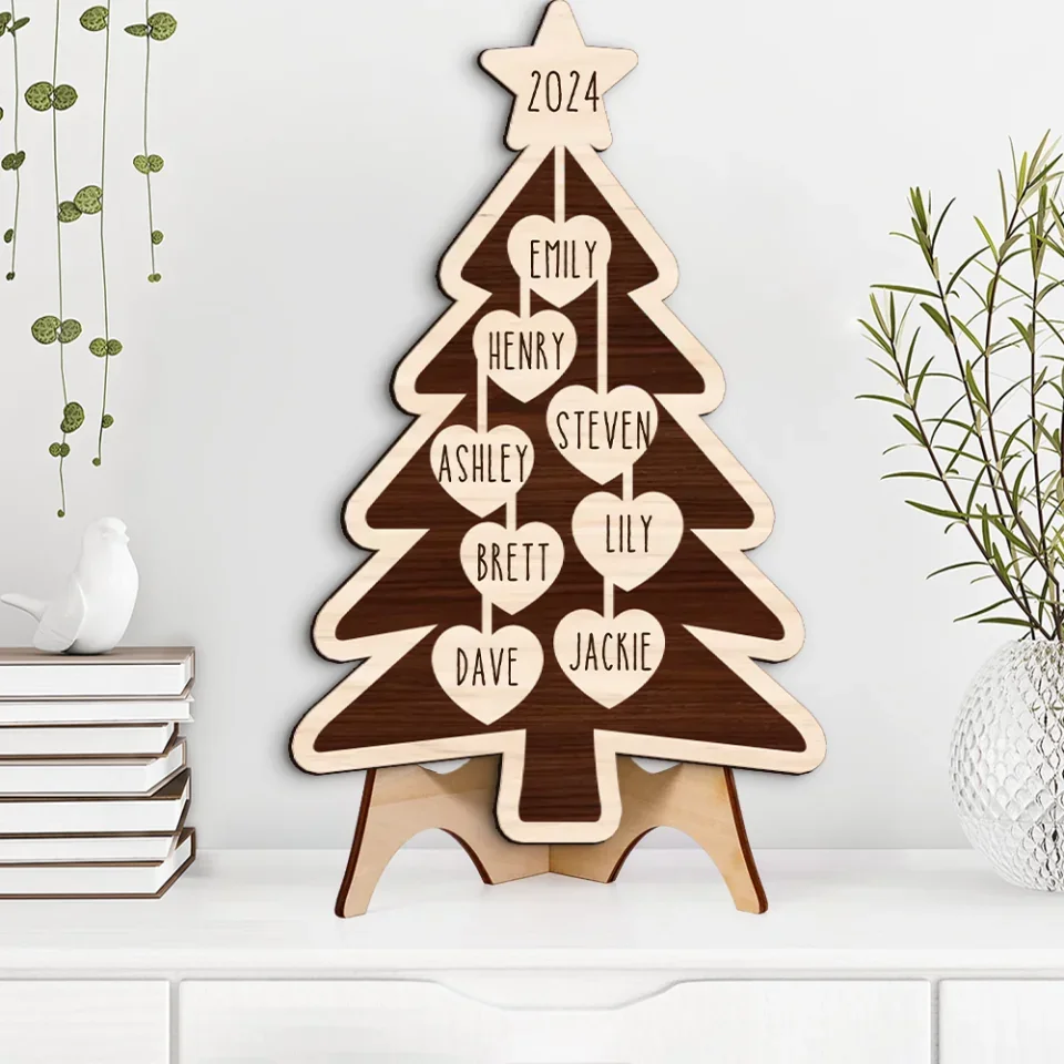 Christmas Tree With Family Member Names - Housewarming Gifts - Custom Wooden Art Piece - Christmas Gift - Image 8