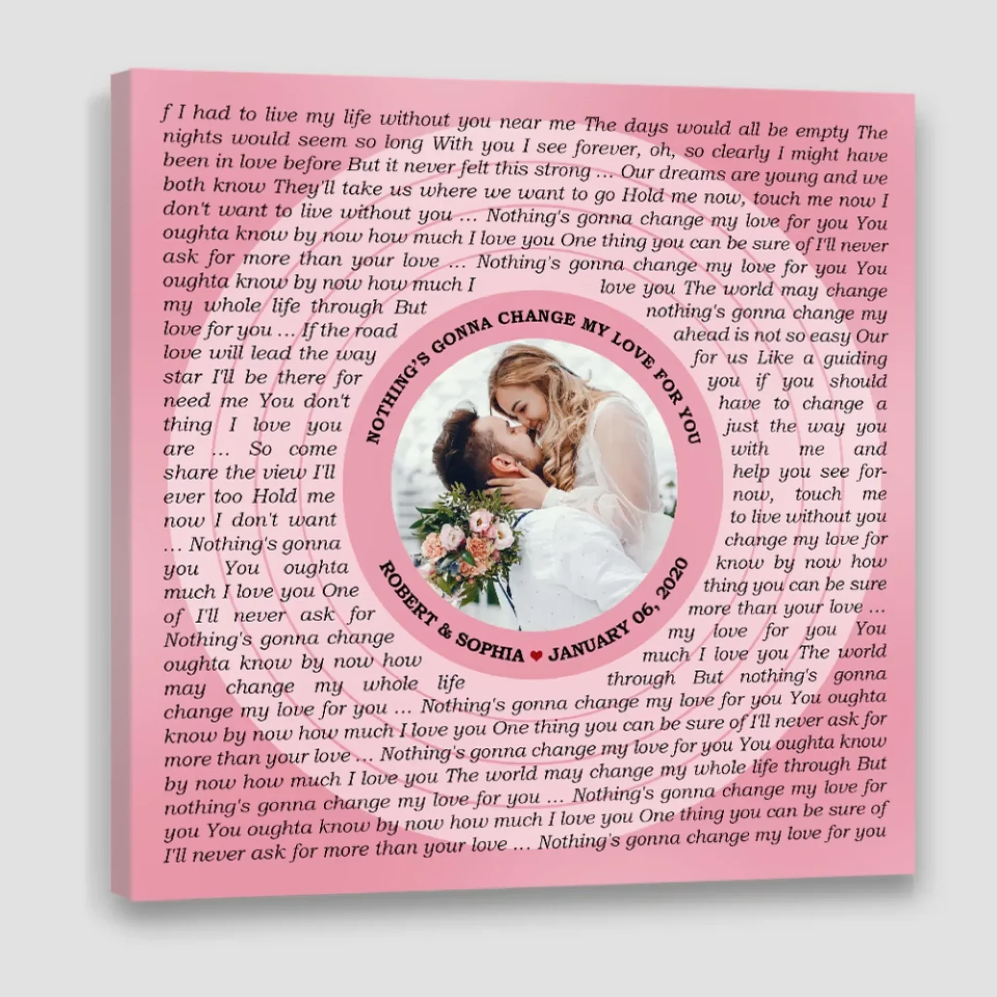 Circular Photo Tickled Pink Framed Art Print - Custom Song Lyrics & Name - Personalized Gift for Couples - Image 3