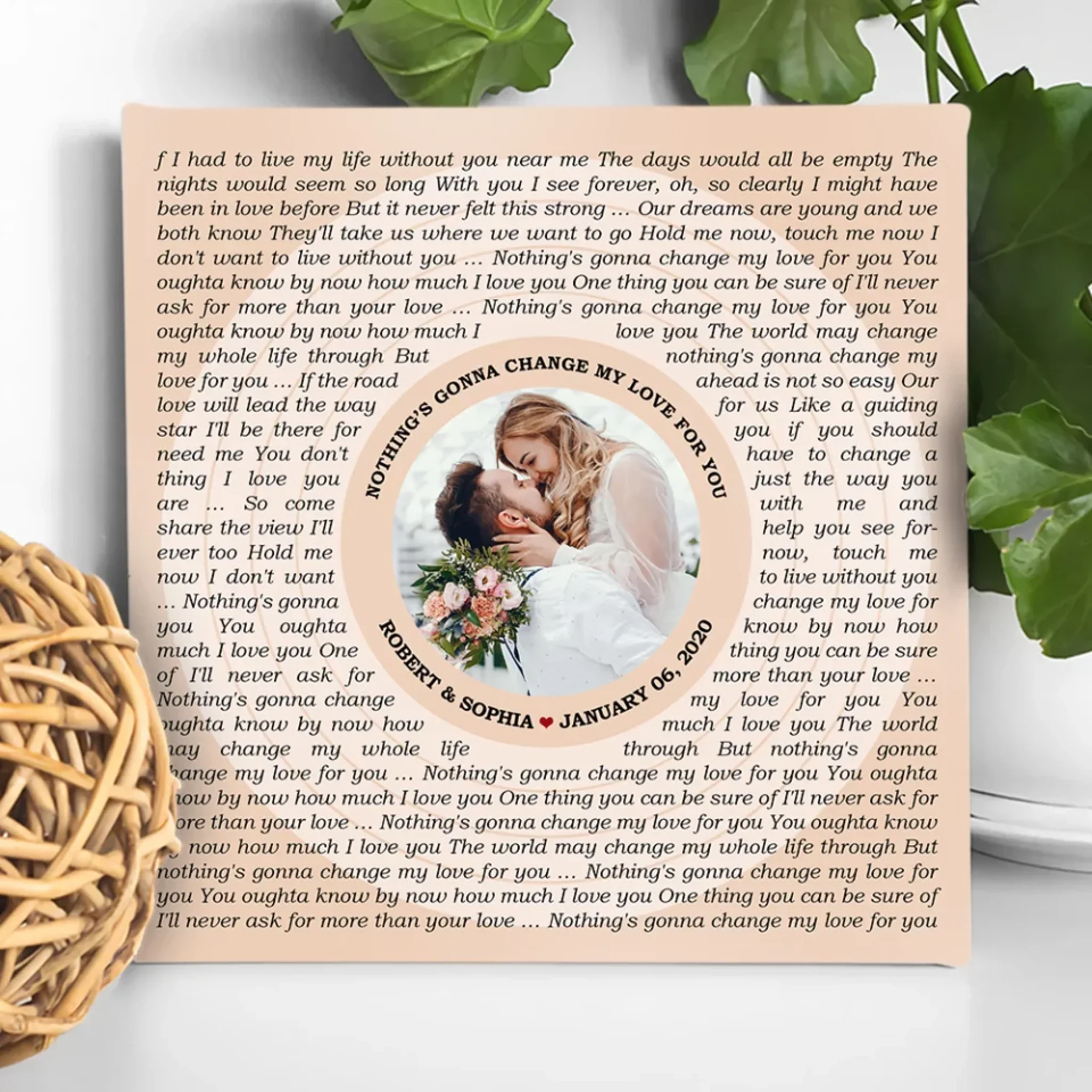 Circular Photo Tickled Pink Framed Art Print - Custom Song Lyrics & Name - Personalized Gift for Couples - Image 4