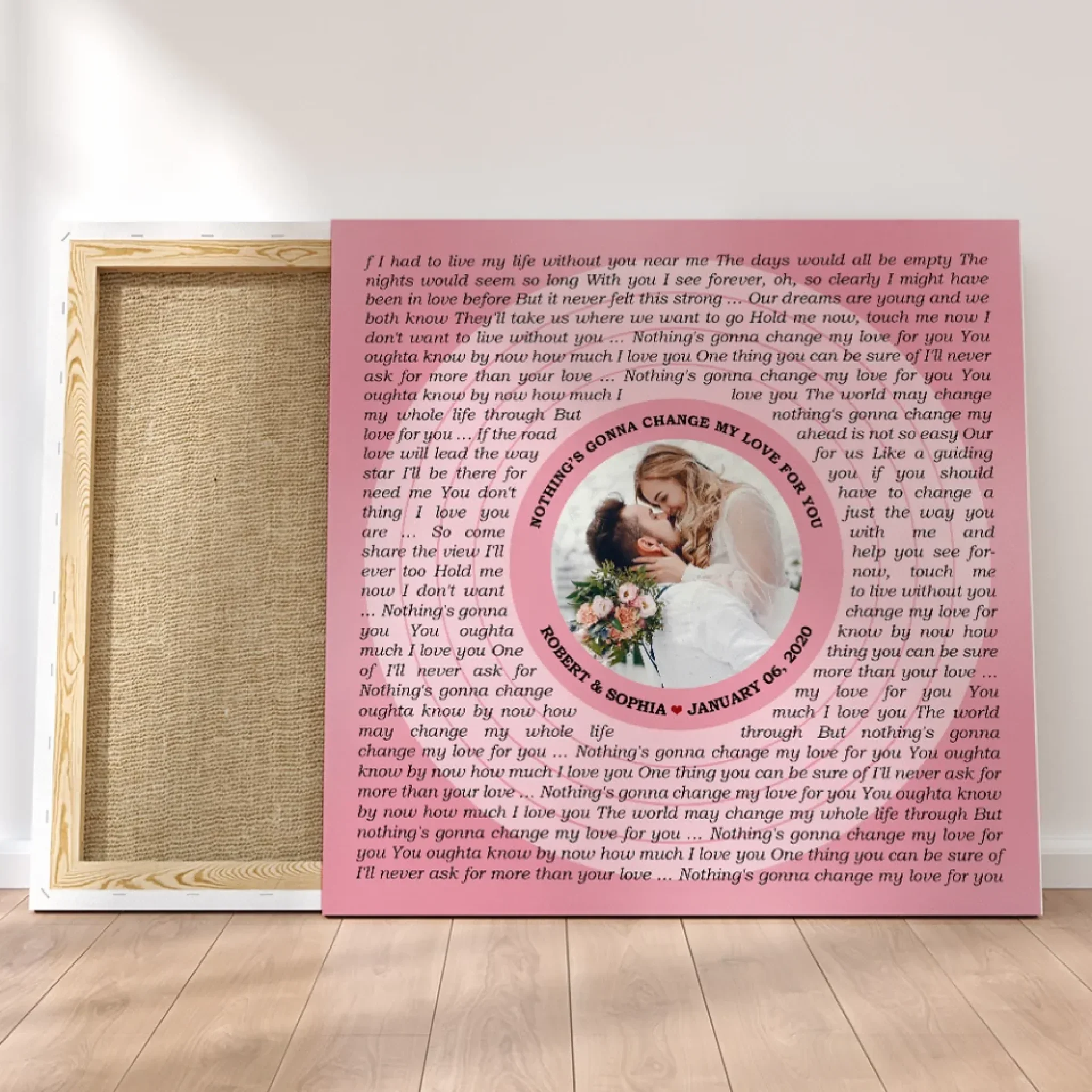 Circular Photo Tickled Pink Framed Art Print - Custom Song Lyrics & Name - Personalized Gift for Couples - Image 6