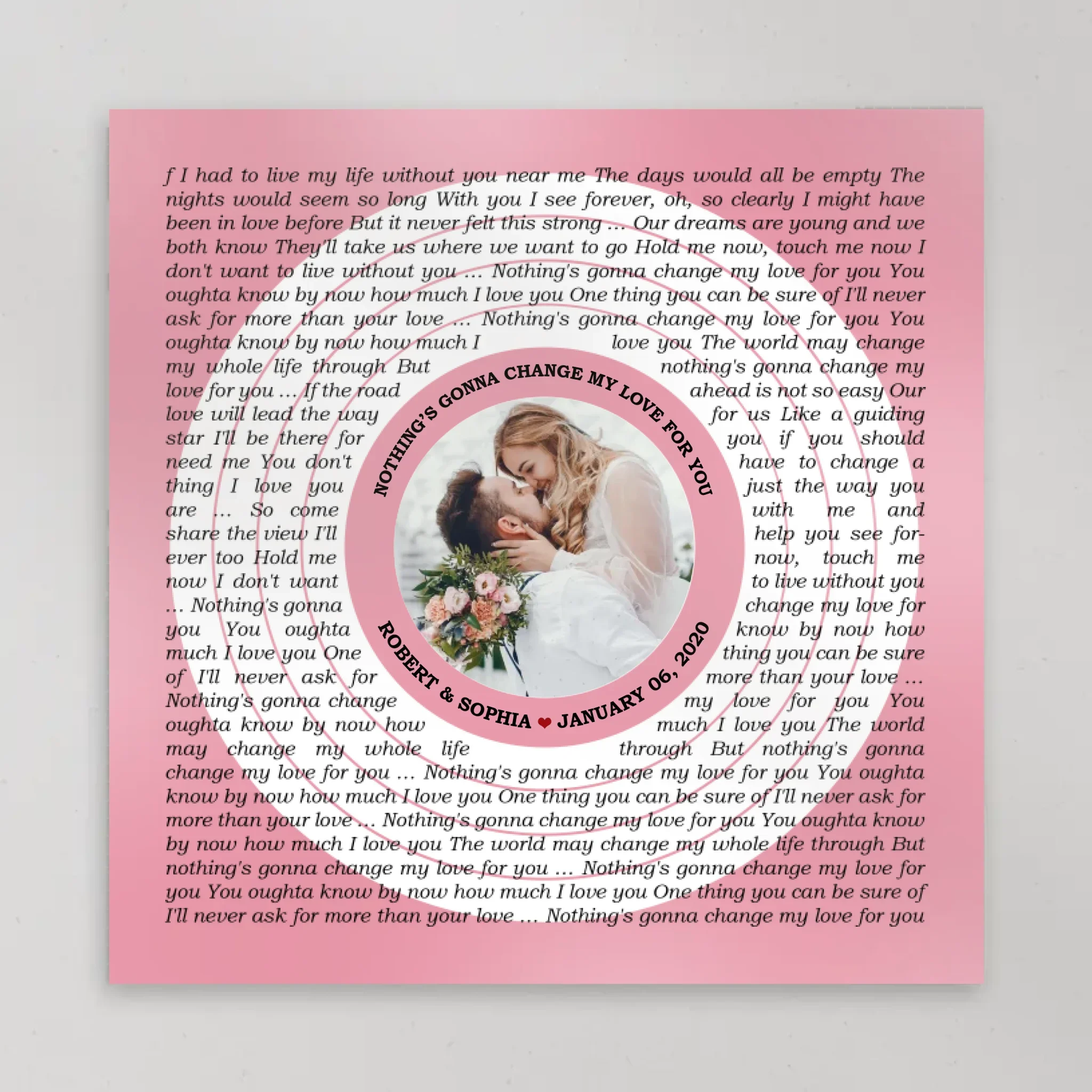 Circular Photo Tickled Pink Framed Art Print - Custom Song Lyrics & Name - Personalized Gift for Couples - Image 7
