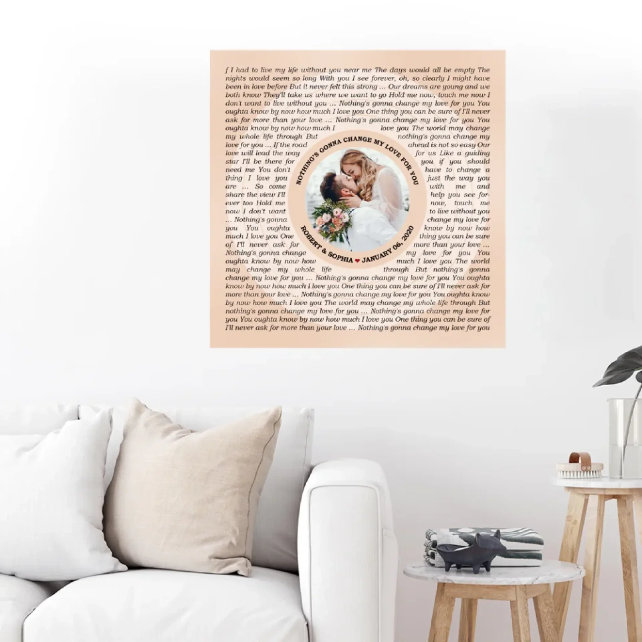 Circular Photo Tickled Pink Framed Art Print - Custom Song Lyrics & Name - Personalized Gift for Couples - Image 8
