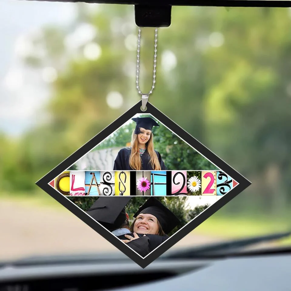 Class of 2023 - Personalzied Photos - Custom Name - Academic Cap Shape Ornament - Car Ornament - Graduation Gift - Gift for Seniors - 303ICNNPOR389 - Image 4
