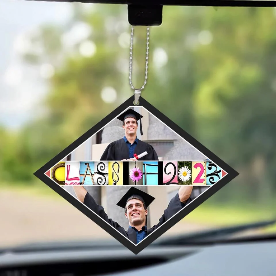 Class of 2023 - Personalzied Photos - Custom Name - Academic Cap Shape Ornament - Car Ornament - Graduation Gift - Gift for Seniors - 303ICNNPOR389 - Image 6