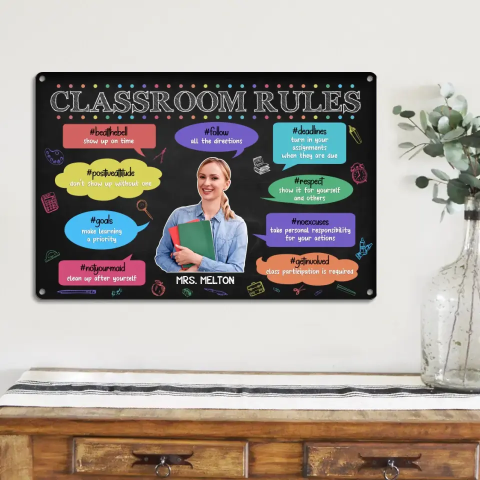 Classroom Rules - Printed Metal Sign - Back To School Gift - Image 2