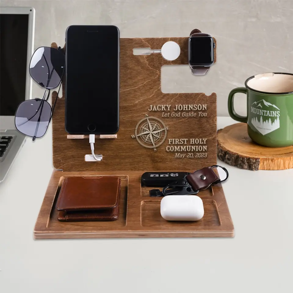 Compass Let God Guide You First Communion Personalized Docking Station Christ Gift - Image 6
