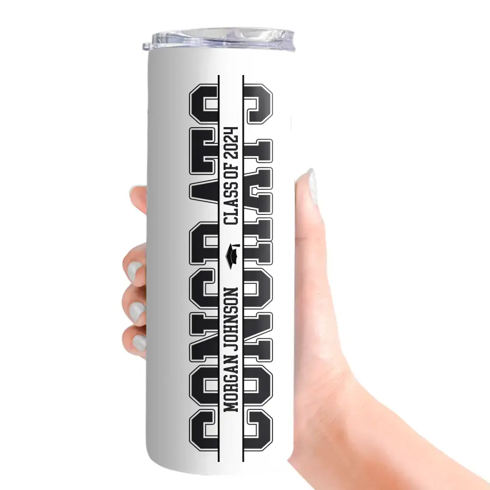 Congrats Class Of 2025 Upload Photo Skinny Tumbler - Image 2