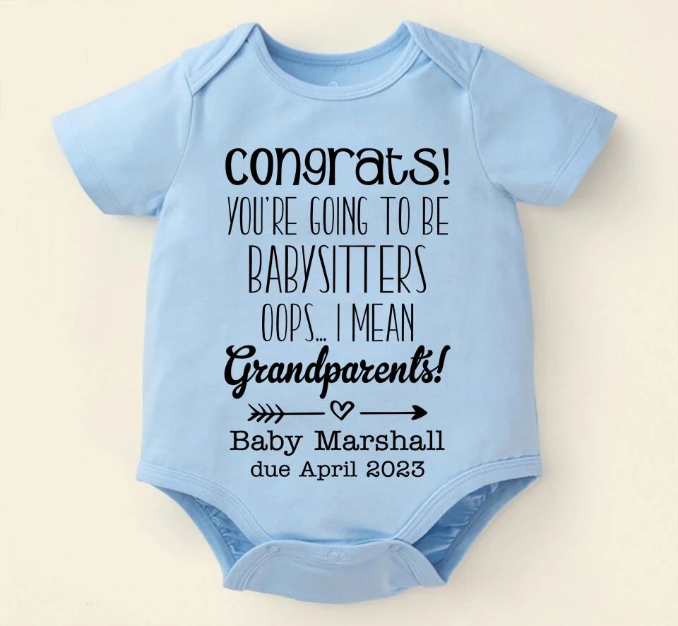 Congrats You're Going To Be Babysitter - Personalized Baby Suit Onesie - We Mean Grandparents Baby Pregnancy Announcement Gift Bodysuit One Piece - 304IHPNPTS424 - Image 3