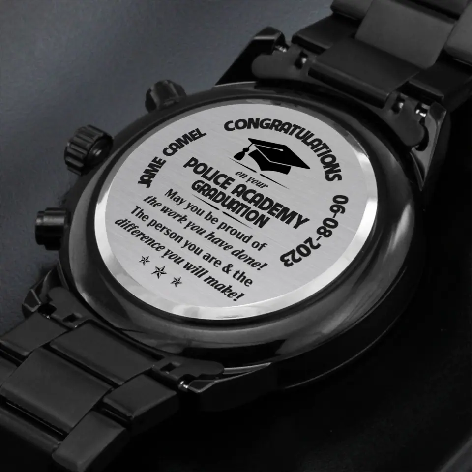 Congratulation on Your Academy Graduation - Personalized Name & Date - Custom Academy's Name - Men's Watch - Engraved Watch - Graduation Gift - for Seniors - 303ICNNPWA325 - Image 4