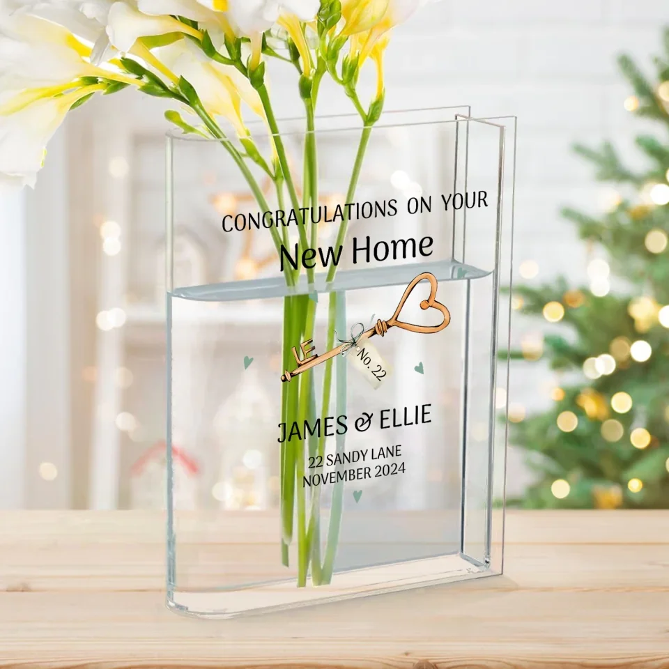 Congratulations on Your New Home - Housewarming Gift for Newly Married Couples - Personalized Acrylic Book Vase with Name - for New Homeowners - Image 9