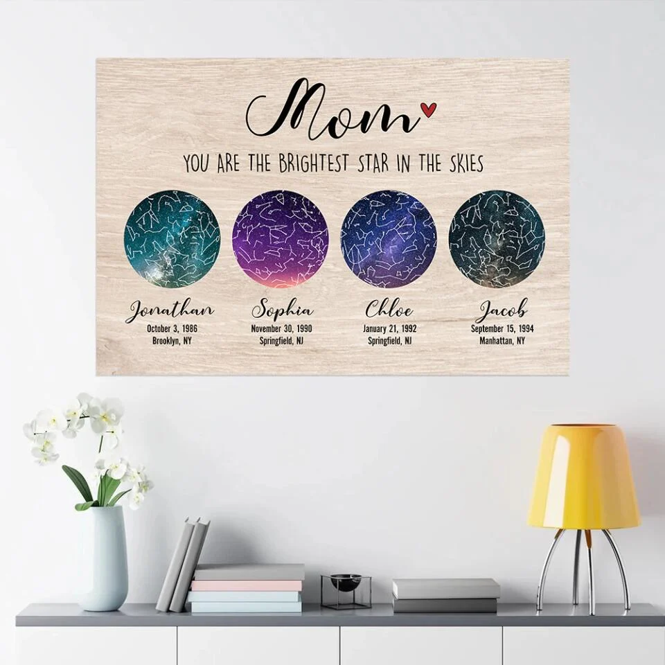 Constellation Night Sky Chart Custom Star Map Canvas Poster Birthday Gift For Mom - Image 13