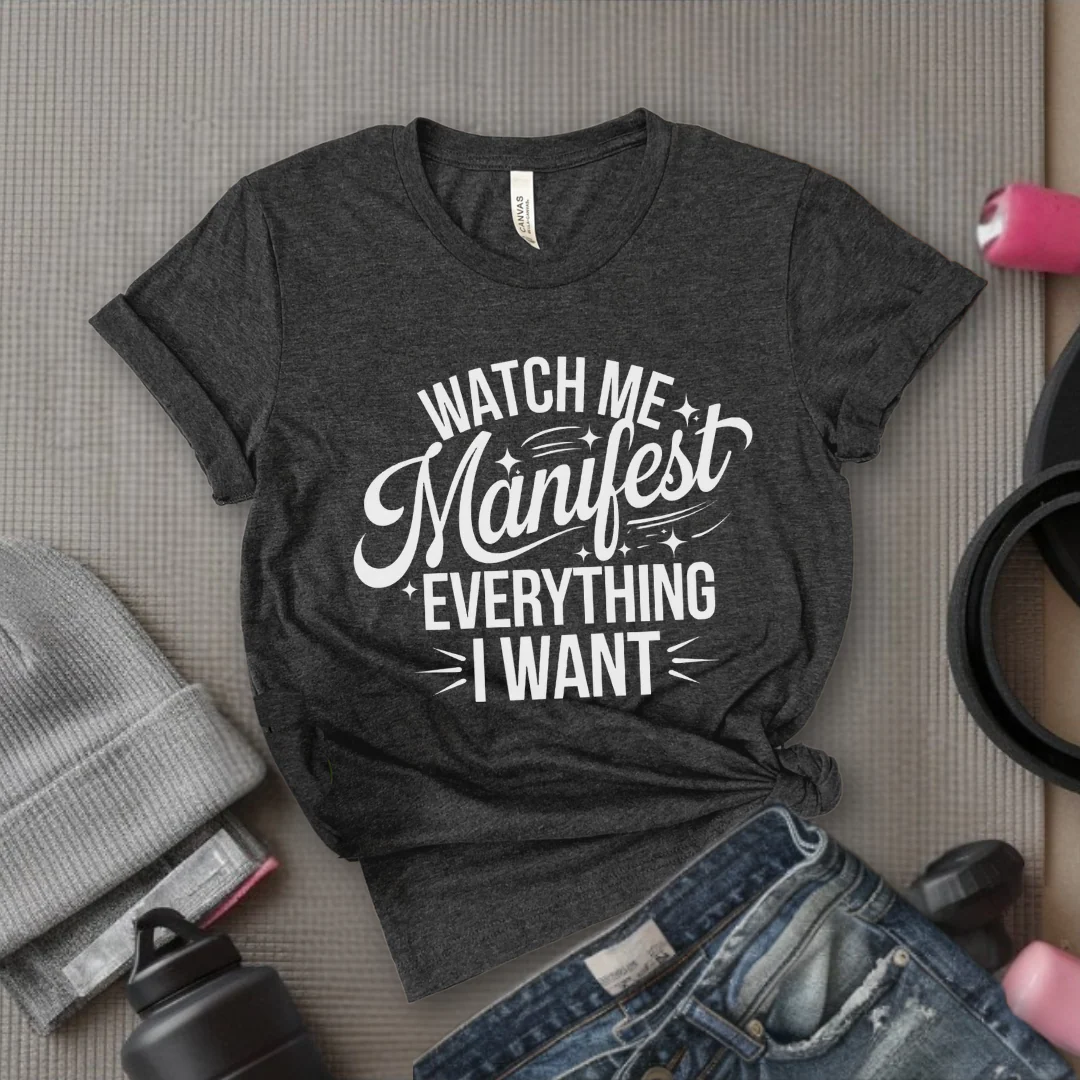 Watch Me Manifest Everything I Want - Floral Women Empowerment Inspired Tee - Unisex Jersey Short Sleeve Shirt - Gift for Yourself, Female Friends - Bella Canvas 3001 - Image 2