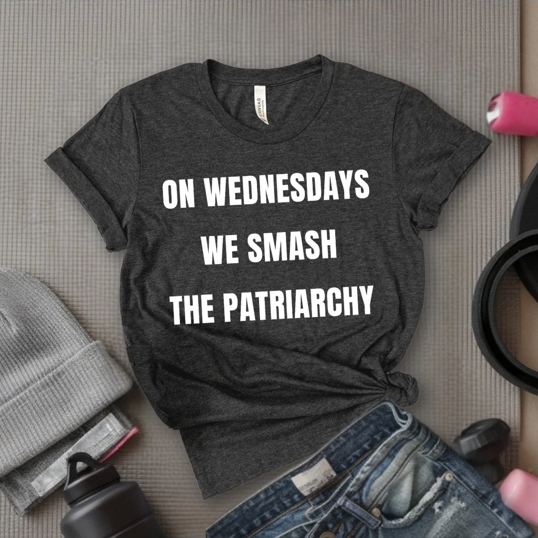 On Wednesdays We Smash The Patriarchy Tshirt - Women Empowerment Feminism Quote T-Shirt - Gift for Her - Bella Canvas 3001 - Image 6