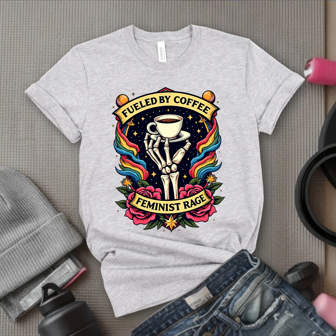 Fueled By Coffee and Feminist Rage Tshirt - Feminist Women Empowerment Shirt - Unisex Jersey Short Sleeve Shirt - Gift for Yourself, Female Friends - Bella Canvas 3001 - Image 10
