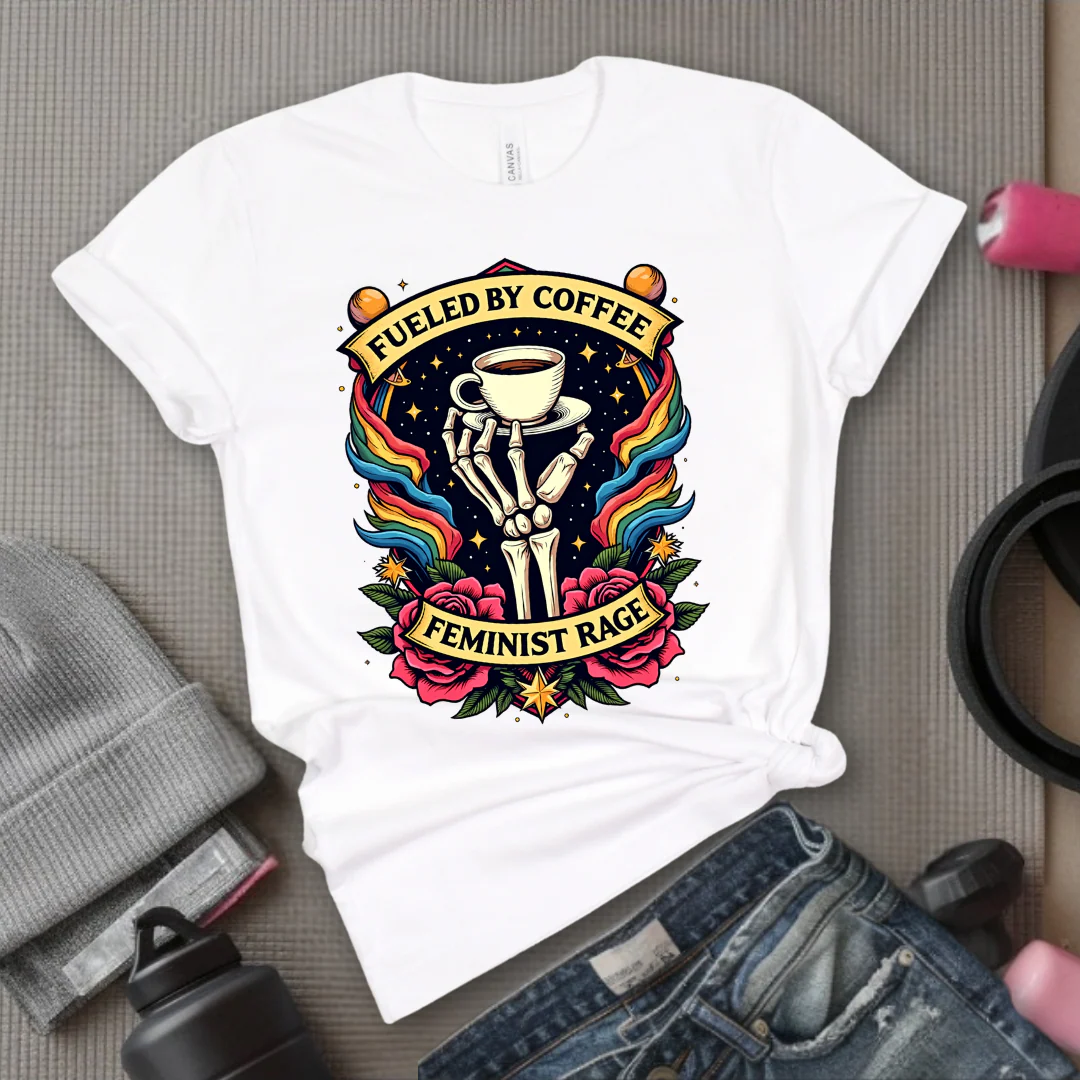 Fueled By Coffee and Feminist Rage Tshirt - Feminist Women Empowerment Shirt - Unisex Jersey Short Sleeve Shirt - Gift for Yourself, Female Friends - Bella Canvas 3001 - Image 11