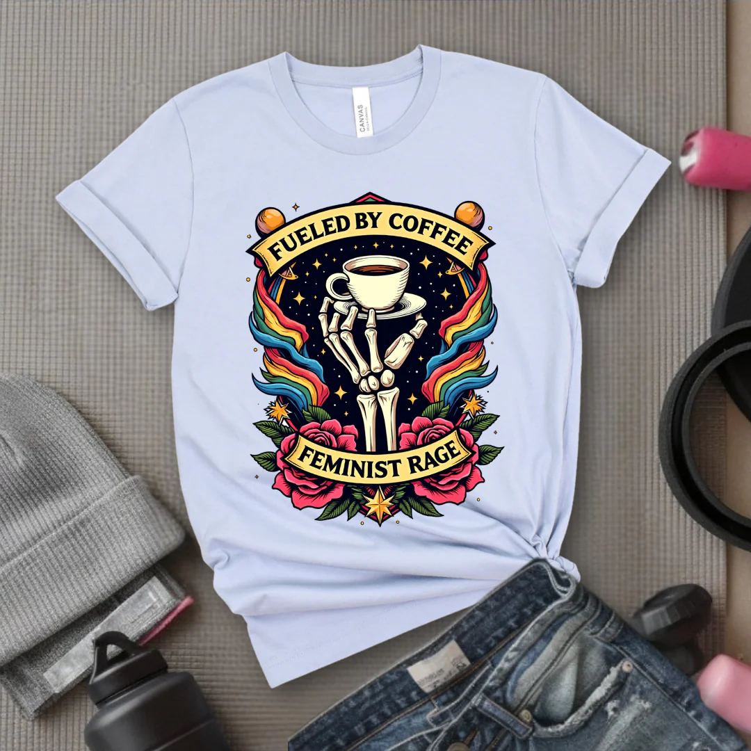 Fueled By Coffee and Feminist Rage Tshirt - Feminist Women Empowerment Shirt - Unisex Jersey Short Sleeve Shirt - Gift for Yourself, Female Friends - Bella Canvas 3001 - Image 8