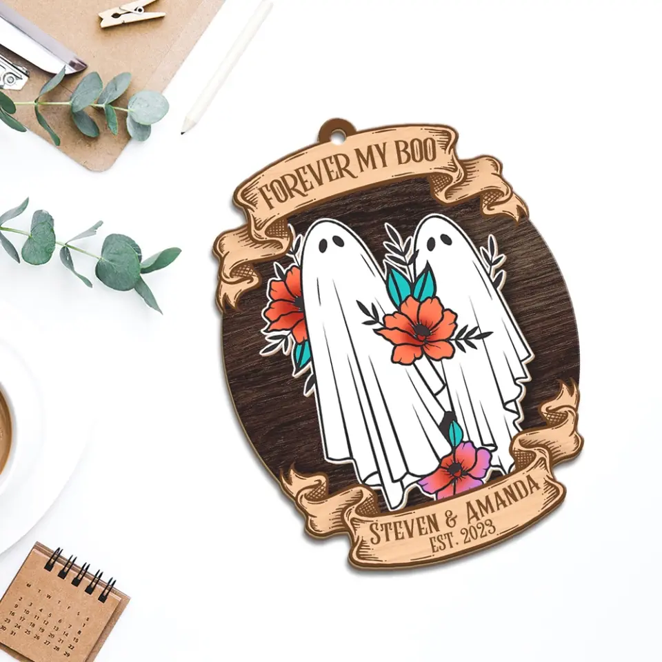 Couple Ghost Forever My Boo - Shape Ornament 2 Sides - Couple Gift For Halloween Christmas | 309IHPLNOR1005 - Image 5
